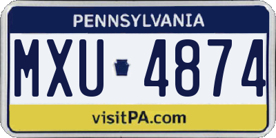 PA license plate MXU4874