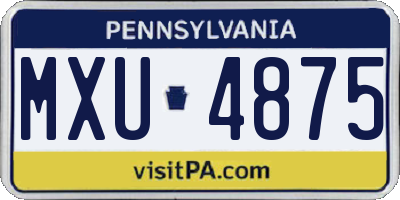 PA license plate MXU4875