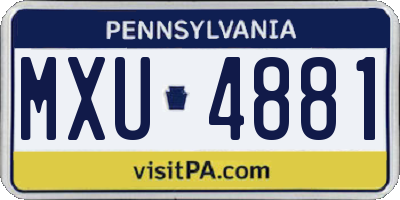 PA license plate MXU4881