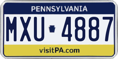 PA license plate MXU4887