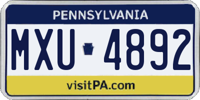 PA license plate MXU4892