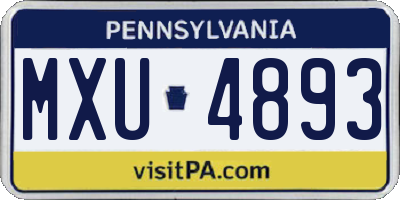 PA license plate MXU4893