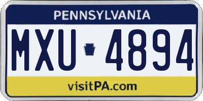 PA license plate MXU4894