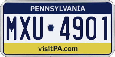PA license plate MXU4901