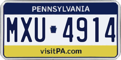 PA license plate MXU4914