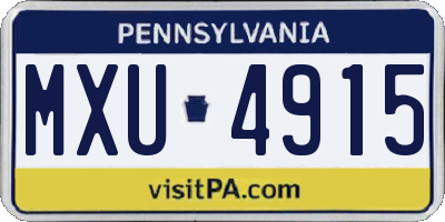 PA license plate MXU4915