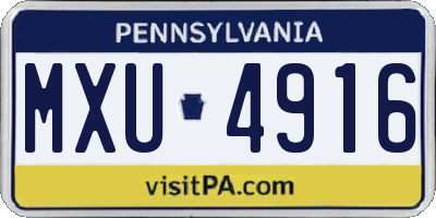 PA license plate MXU4916