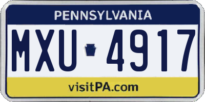 PA license plate MXU4917