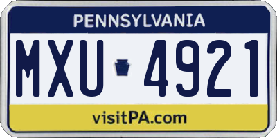 PA license plate MXU4921