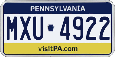 PA license plate MXU4922