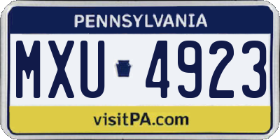 PA license plate MXU4923