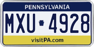PA license plate MXU4928