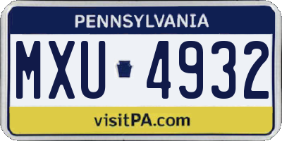 PA license plate MXU4932