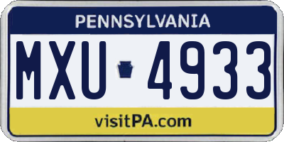PA license plate MXU4933