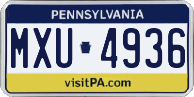 PA license plate MXU4936