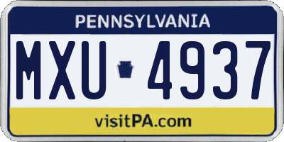 PA license plate MXU4937