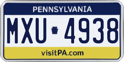 PA license plate MXU4938