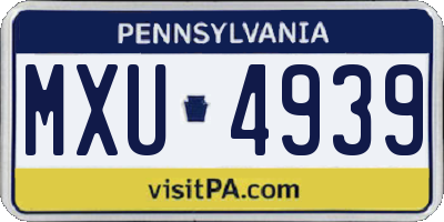 PA license plate MXU4939