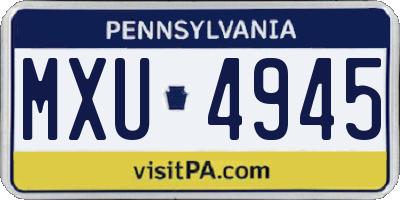 PA license plate MXU4945