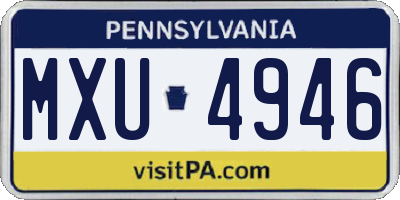 PA license plate MXU4946