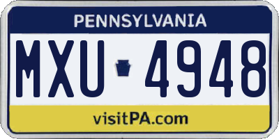 PA license plate MXU4948