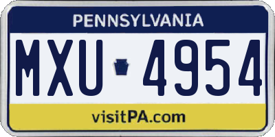 PA license plate MXU4954