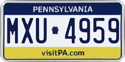 PA license plate MXU4959