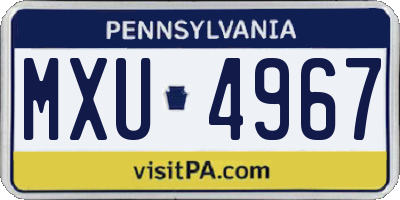 PA license plate MXU4967