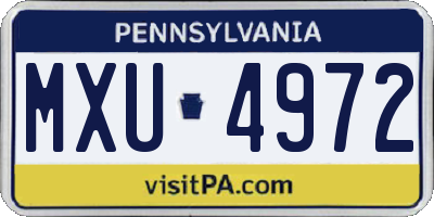 PA license plate MXU4972