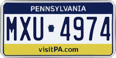 PA license plate MXU4974