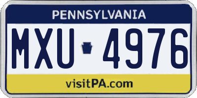 PA license plate MXU4976