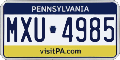 PA license plate MXU4985