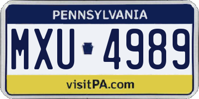 PA license plate MXU4989