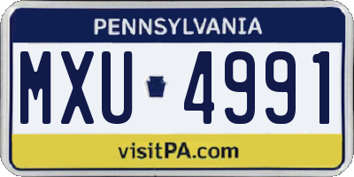 PA license plate MXU4991
