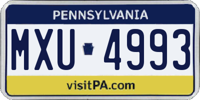 PA license plate MXU4993
