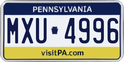 PA license plate MXU4996