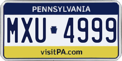 PA license plate MXU4999