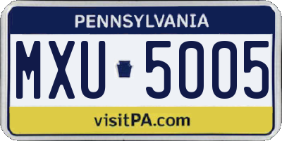 PA license plate MXU5005