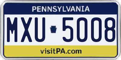 PA license plate MXU5008