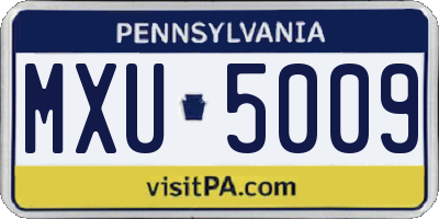 PA license plate MXU5009