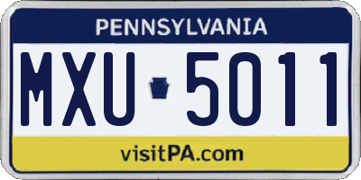 PA license plate MXU5011