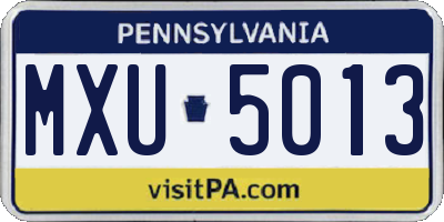 PA license plate MXU5013