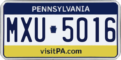 PA license plate MXU5016