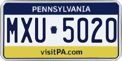 PA license plate MXU5020