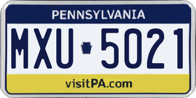 PA license plate MXU5021