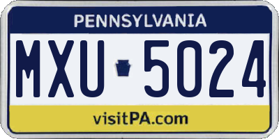 PA license plate MXU5024