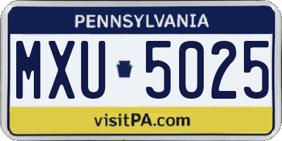 PA license plate MXU5025