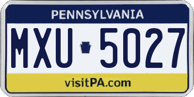 PA license plate MXU5027