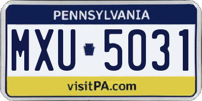 PA license plate MXU5031