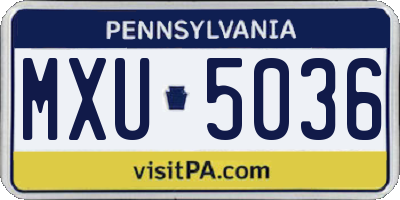 PA license plate MXU5036